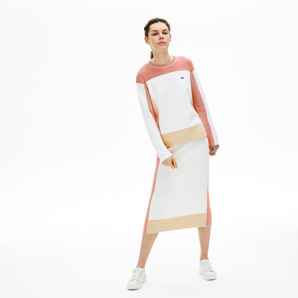 Women's Colorblock Knit Crew Neck Sweater / Lacoste