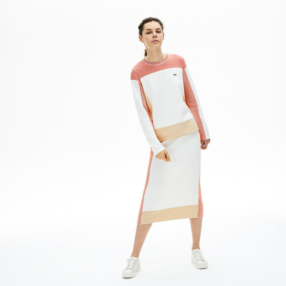 Women's Colorblock Knit Crew Neck Sweater / Lacoste