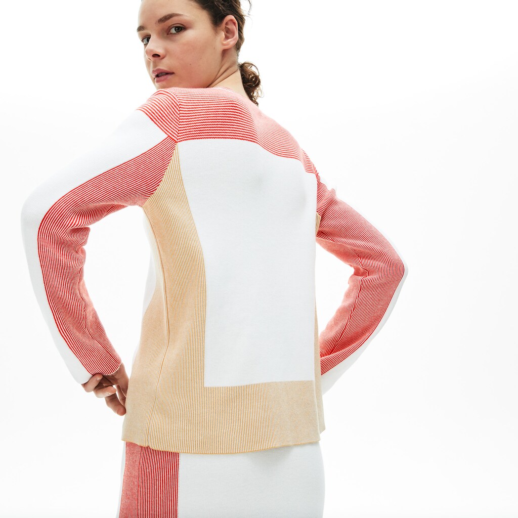 Women's Colorblock Knit Crew Neck Sweater / Lacoste