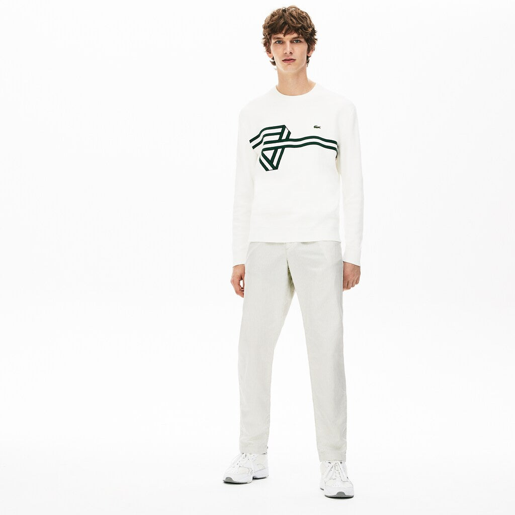 Men's Fine Striped Cotton- Linen Chinos / Lacoste
