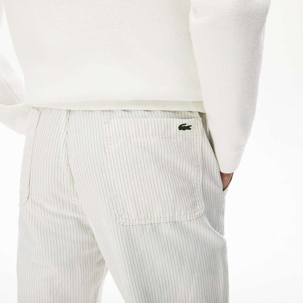 Men's Fine Striped Cotton- Linen Chinos / Lacoste