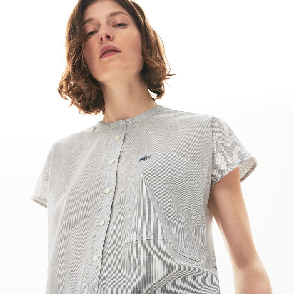 Women's Striped Linen And Cotton Blend Shirt / Lacoste