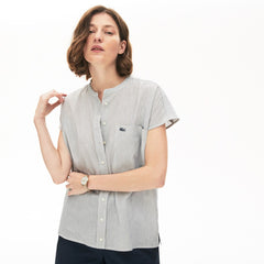 Women's Striped Linen And Cotton Blend Shirt / Lacoste