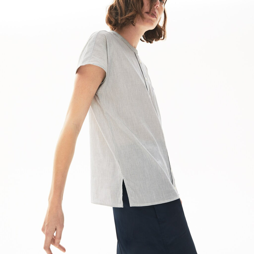 Women's Striped Linen And Cotton Blend Shirt / Lacoste