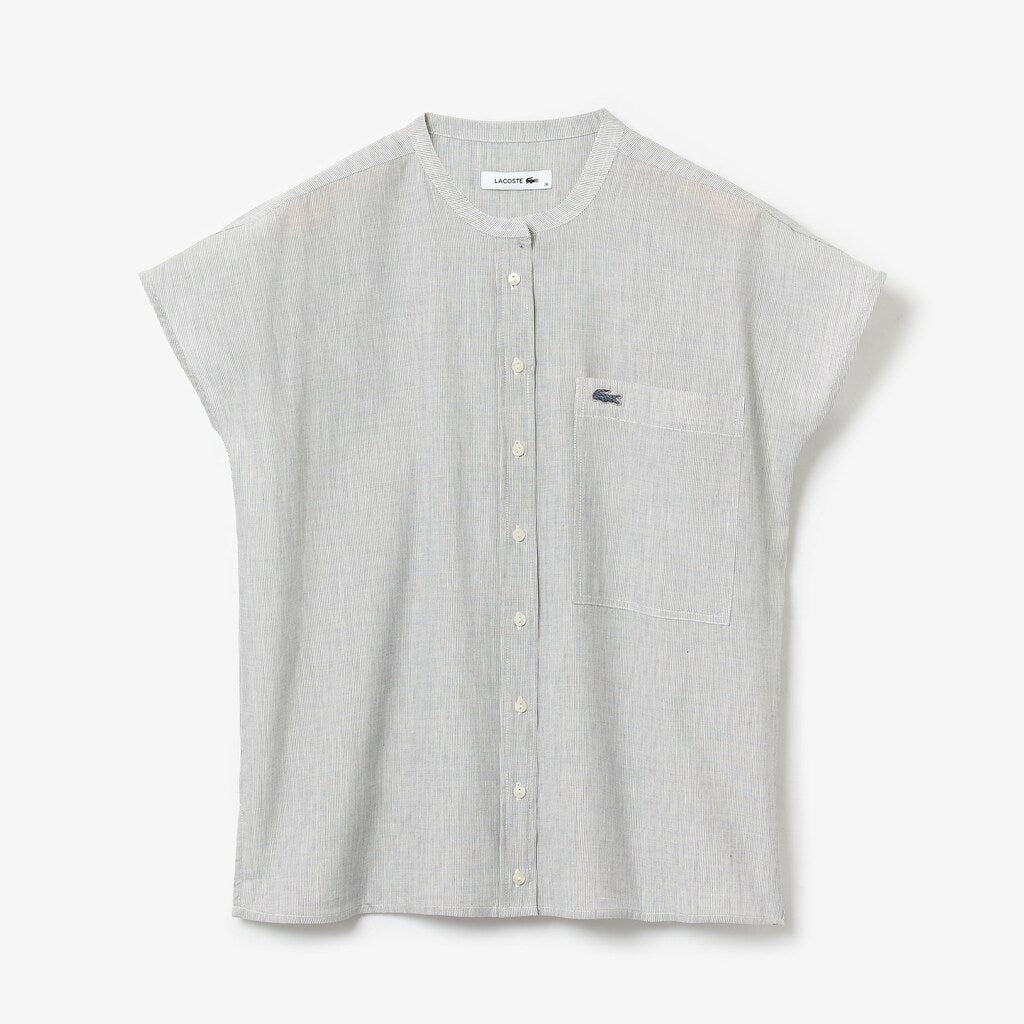 Women's Striped Linen And Cotton Blend Shirt / Lacoste