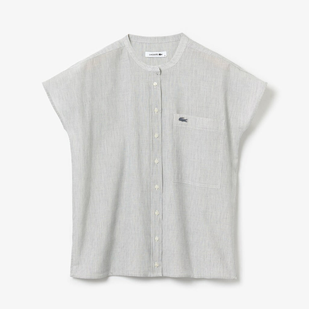 Women's Striped Linen And Cotton Blend Shirt / Lacoste