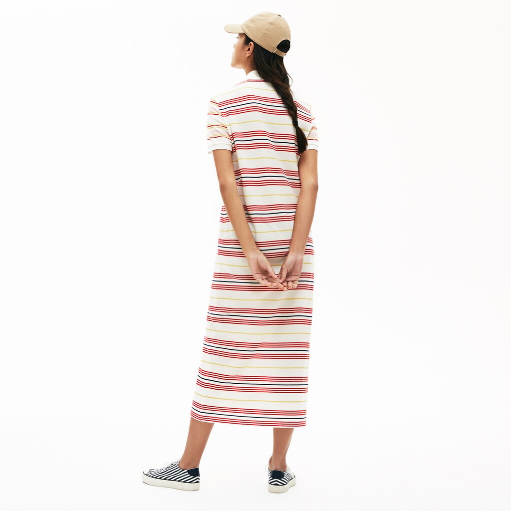 Women's Striped Cotton Buttoned Polo Dress / Lacoste