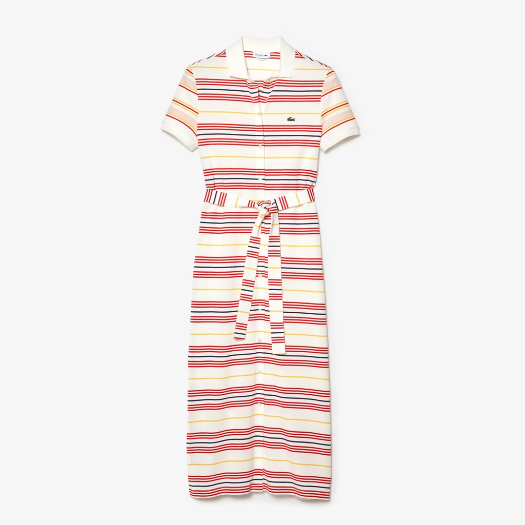 Women's Striped Cotton Buttoned Polo Dress / Lacoste