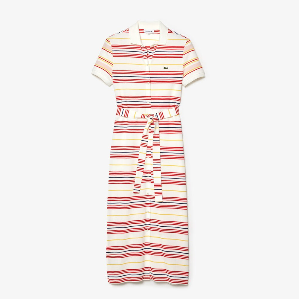 Women's Striped Cotton Buttoned Polo Dress / Lacoste