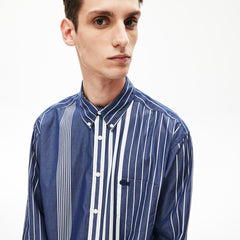 Men's Variegated-Stripe Relaxed Cotton Shirt / Lacoste