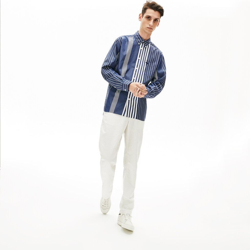 Men's Variegated-Stripe Relaxed Cotton Shirt / Lacoste