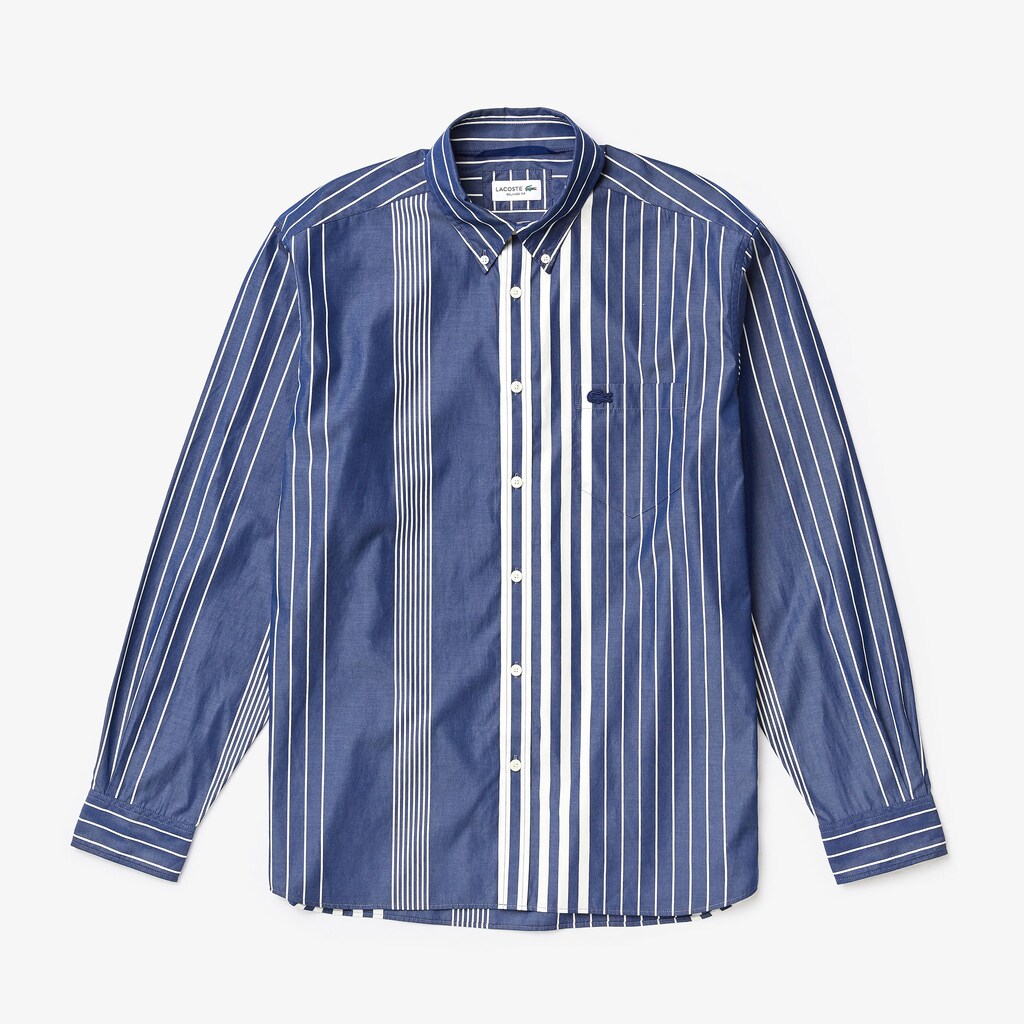 Men's Variegated-Stripe Relaxed Cotton Shirt / Lacoste