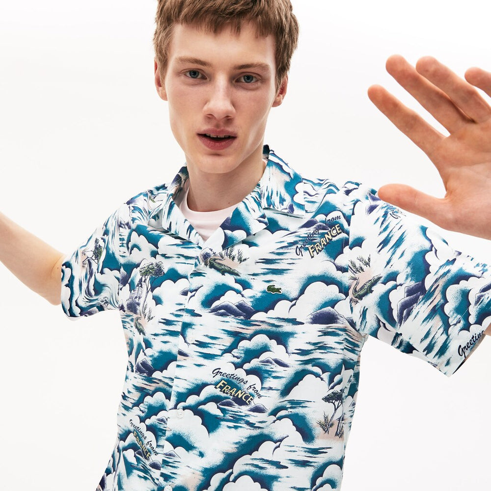 Men's Southern France Print Cotton Hawaiian Fit Shirt / Lacoste