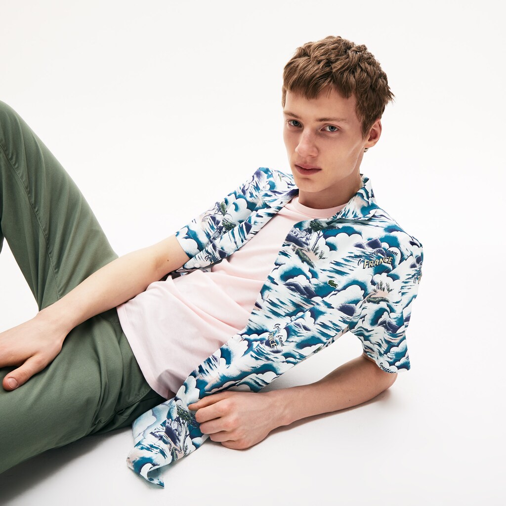 Men's Southern France Print Cotton Hawaiian Fit Shirt / Lacoste
