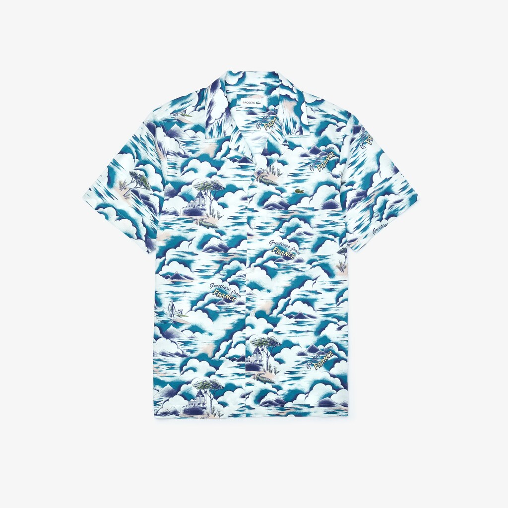 Men's Southern France Print Cotton Hawaiian Fit Shirt / Lacoste