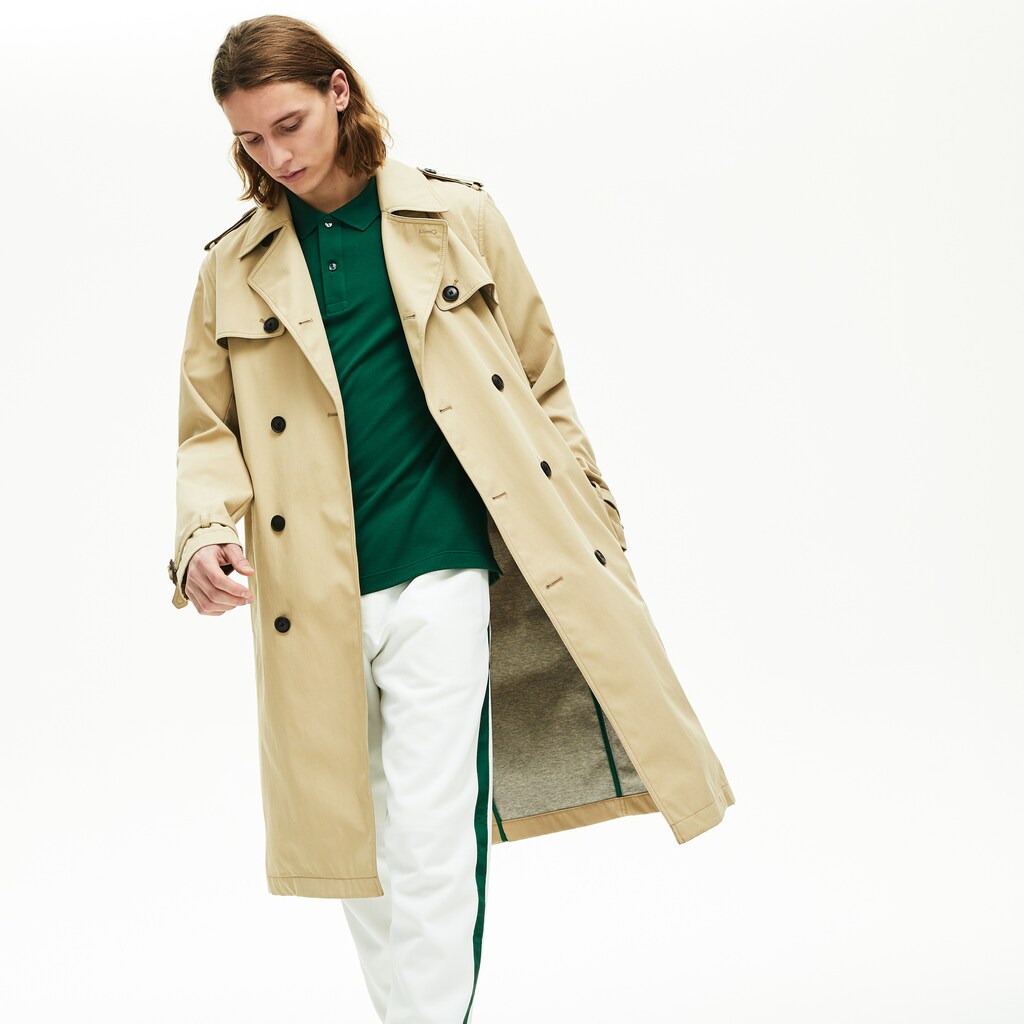 Men's Long Belted Cotton Trench Coat / Lacoste