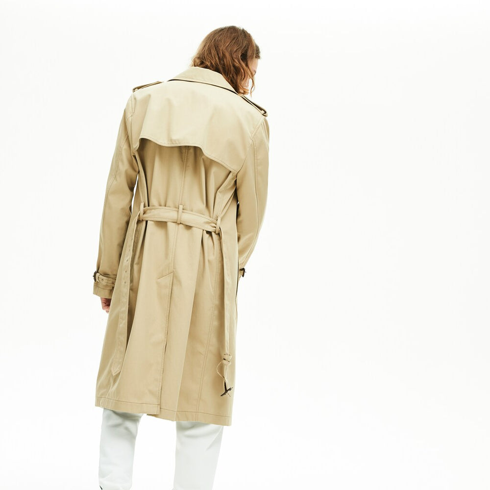Men's Long Belted Cotton Trench Coat / Lacoste