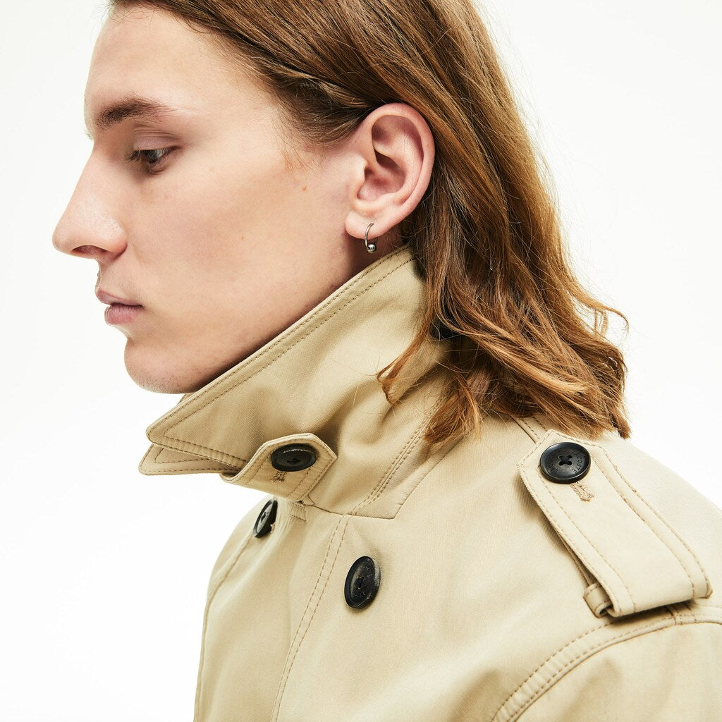 Men's Long Belted Cotton Trench Coat / Lacoste
