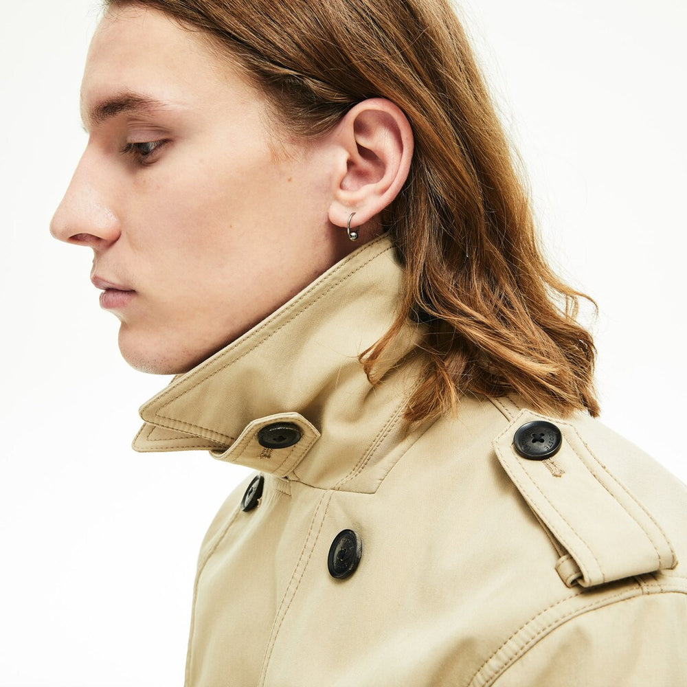 Men's Long Belted Cotton Trench Coat / Lacoste