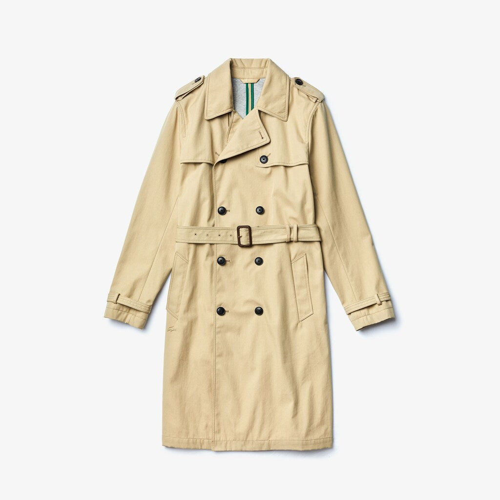 Men's Long Belted Cotton Trench Coat / Lacoste