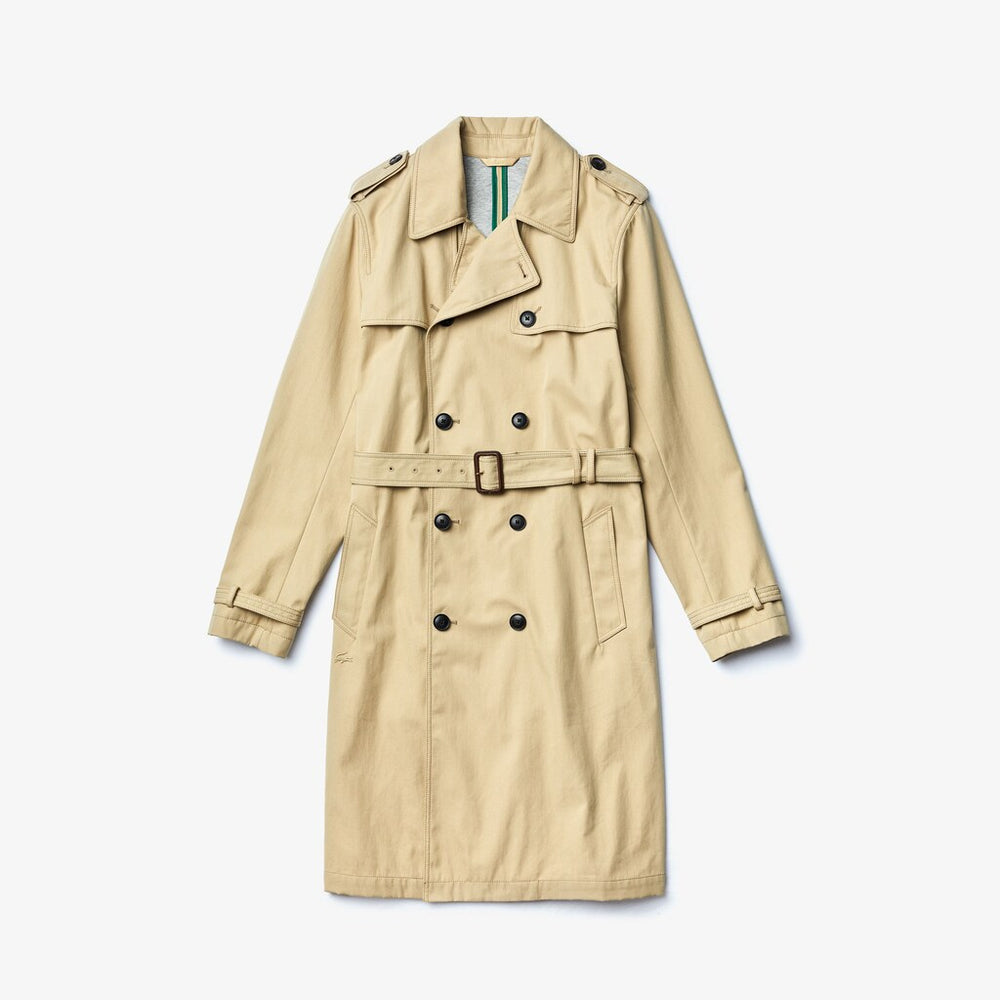 Men's Long Belted Cotton Trench Coat / Lacoste