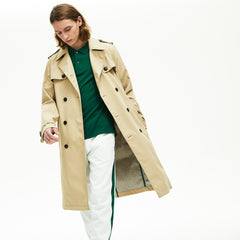 Men's Long Belted Cotton Trench Coat / Lacoste