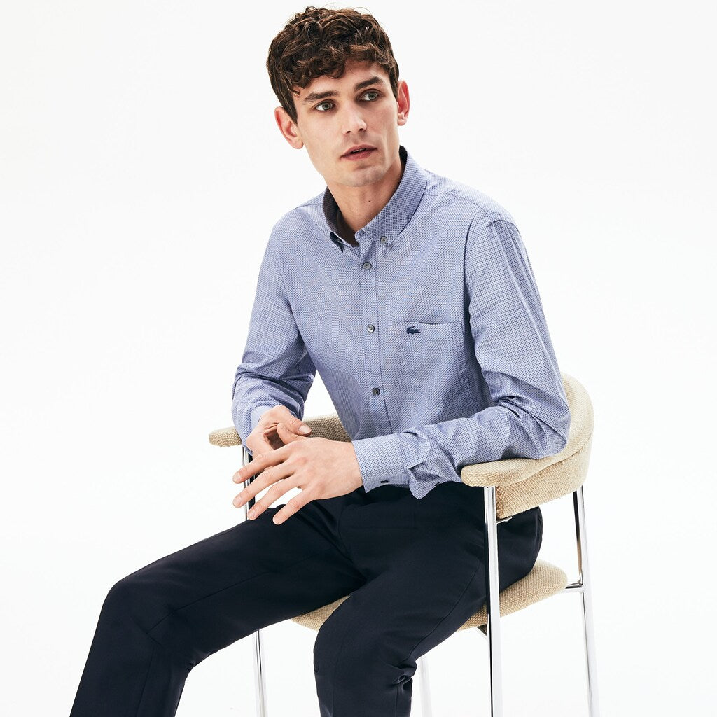 Men's Printed Cotton Poplin Shirt / Lacoste
