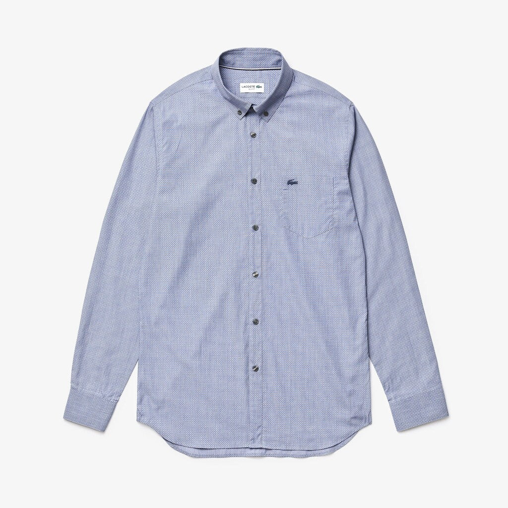 Men's Printed Cotton Poplin Shirt / Lacoste