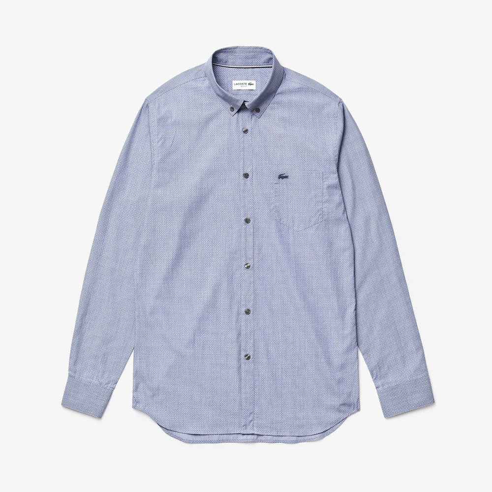 Men's Printed Cotton Poplin Shirt / Lacoste
