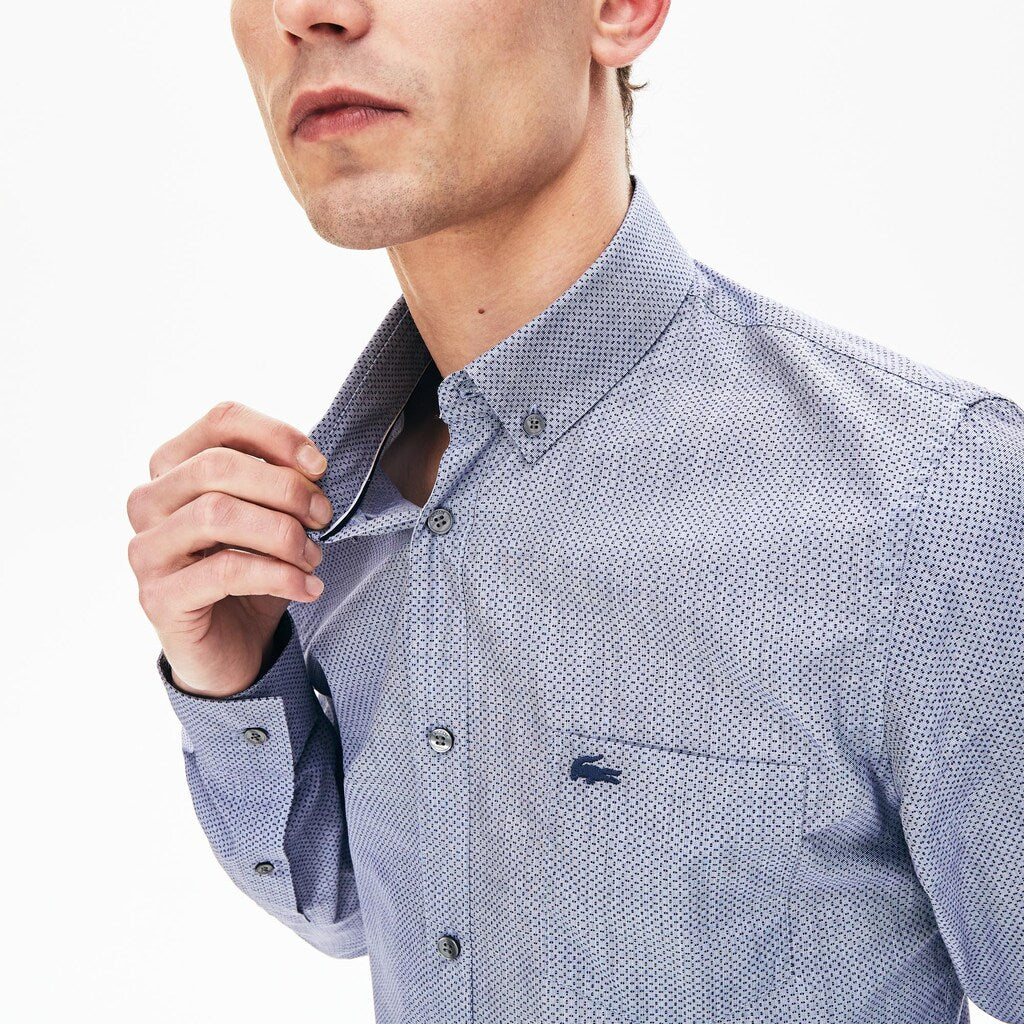 Men's Printed Cotton Poplin Shirt / Lacoste