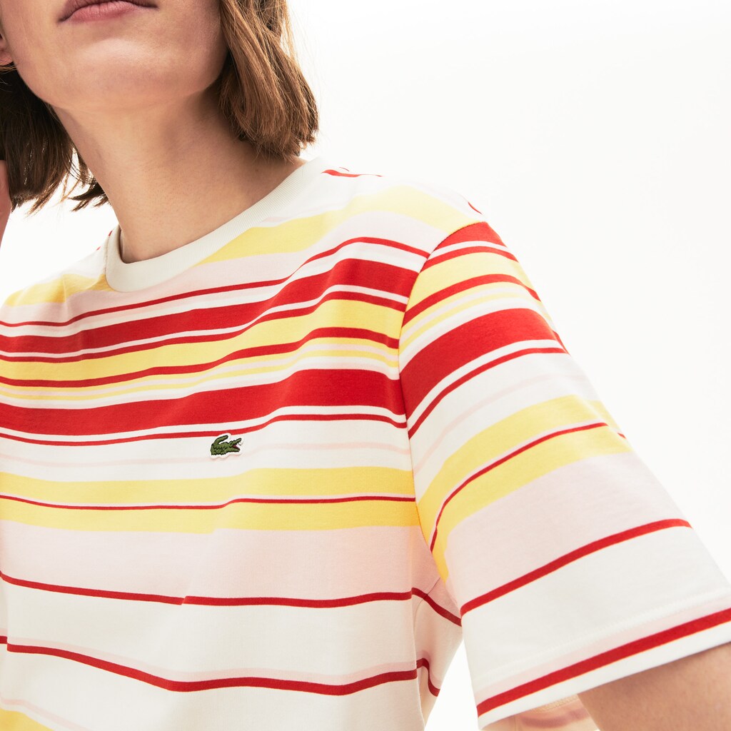 Women's Crew Neck Striped Cotton T-shirt / Lacoste