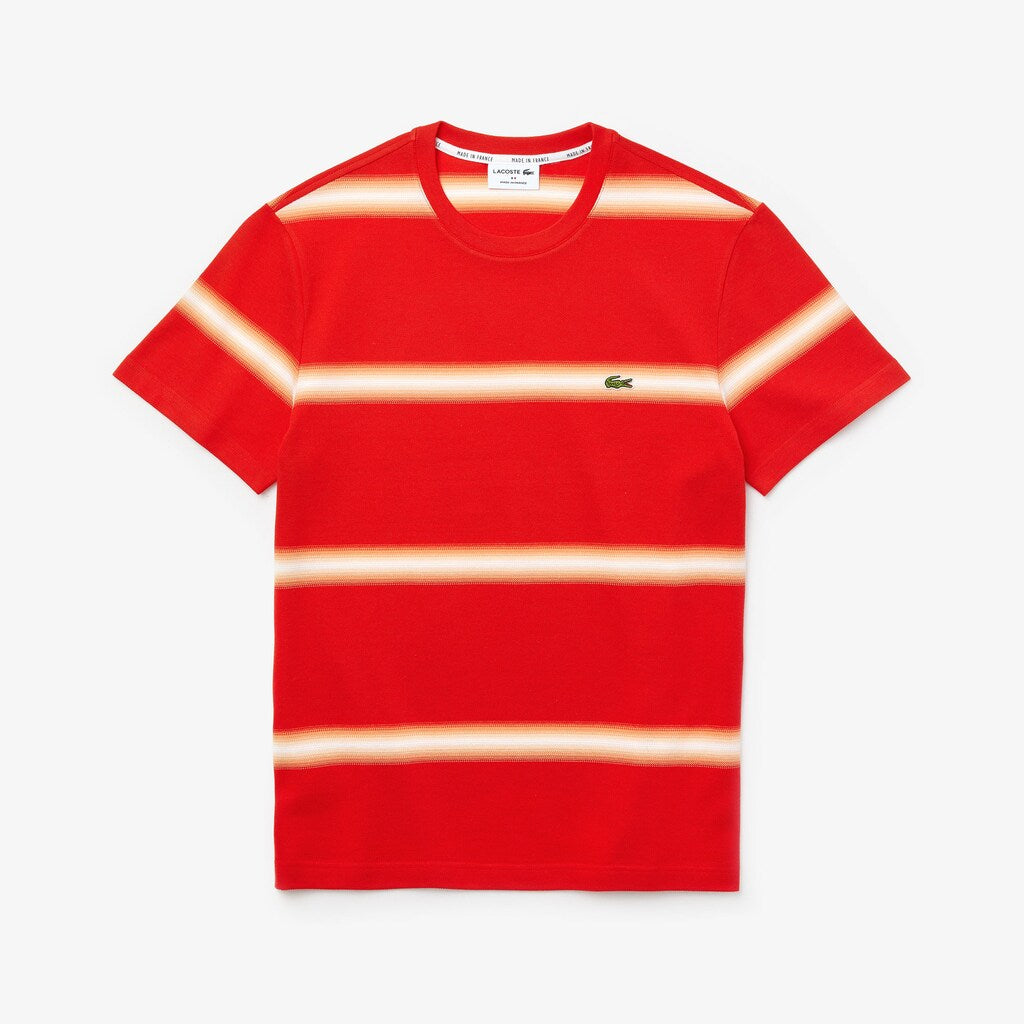 Men's Made in France Striped Cotton Piqué Crew Neck T-shirt / Lacoste