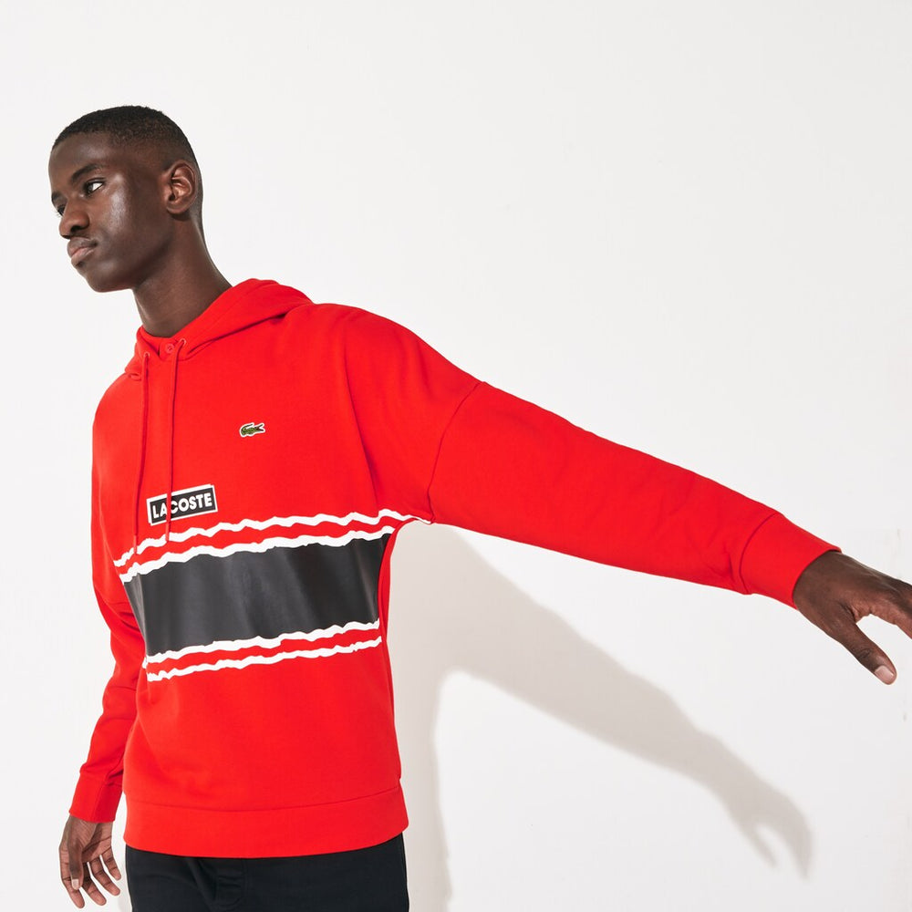 Men's SPORT Logo and Banded Stripe Hoodie / Lacoste