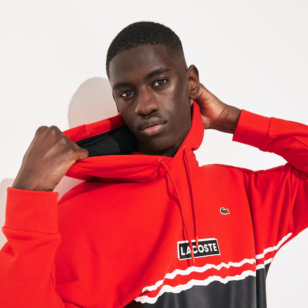 Men's SPORT Logo and Banded Stripe Hoodie / Lacoste