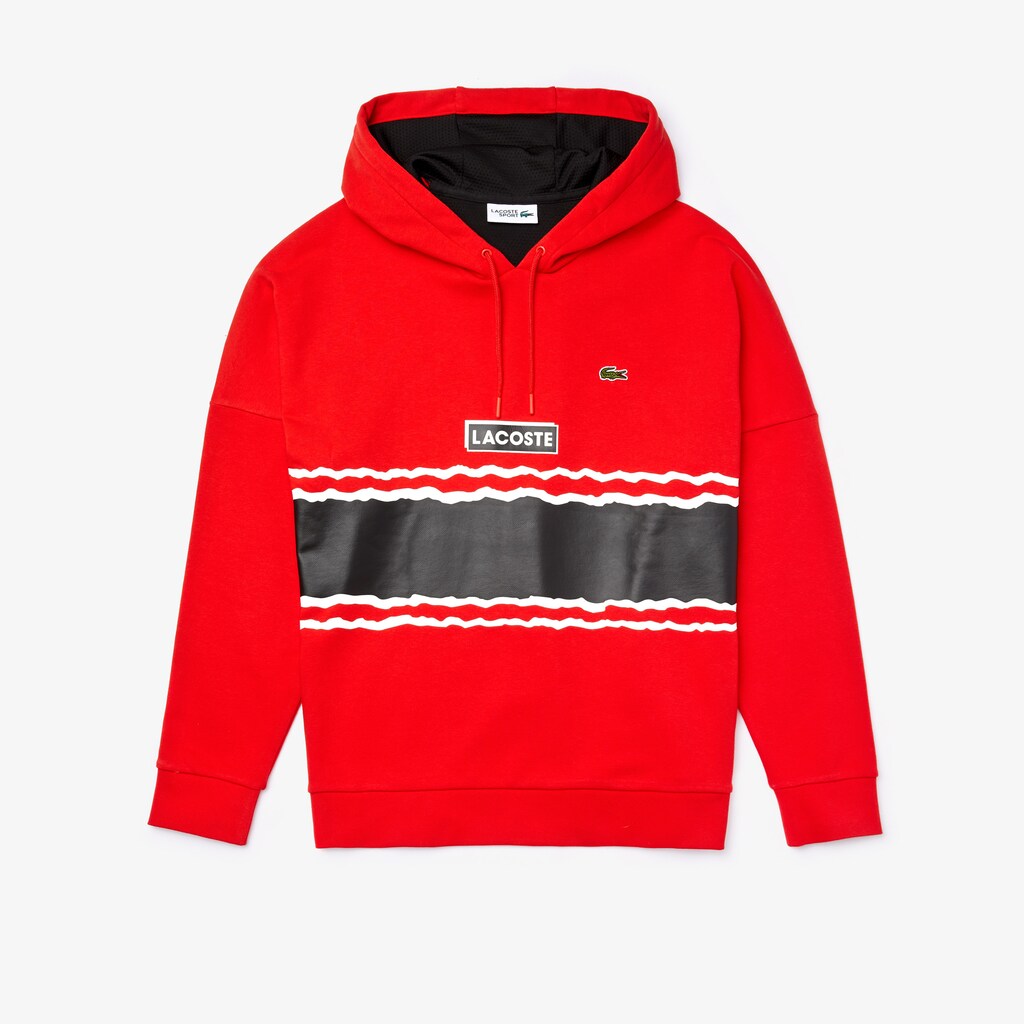 Men's SPORT Logo and Banded Stripe Hoodie / Lacoste
