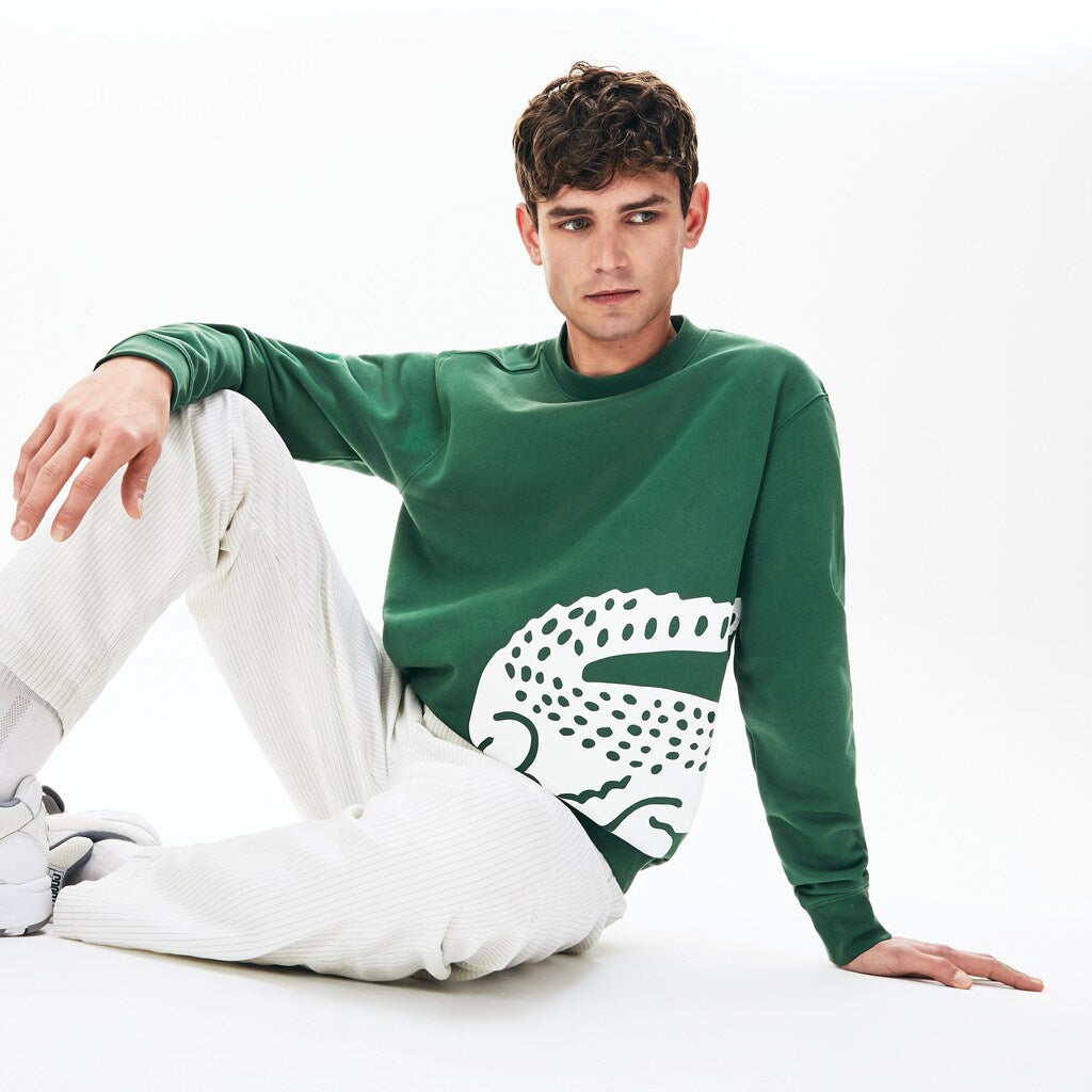 Men's Oversize Croc Crew Neck Cotton Sweatshirt / Lacoste
