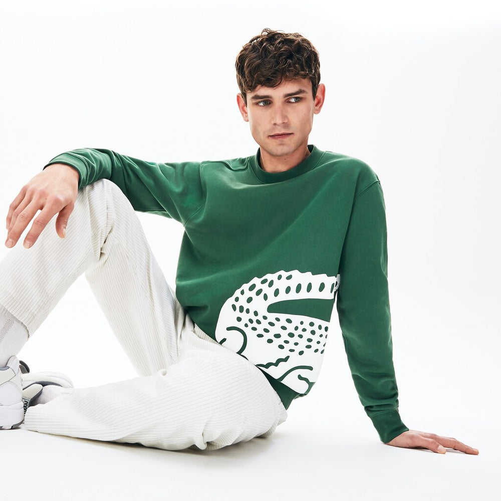 Men's Oversize Croc Crew Neck Cotton Sweatshirt / Lacoste