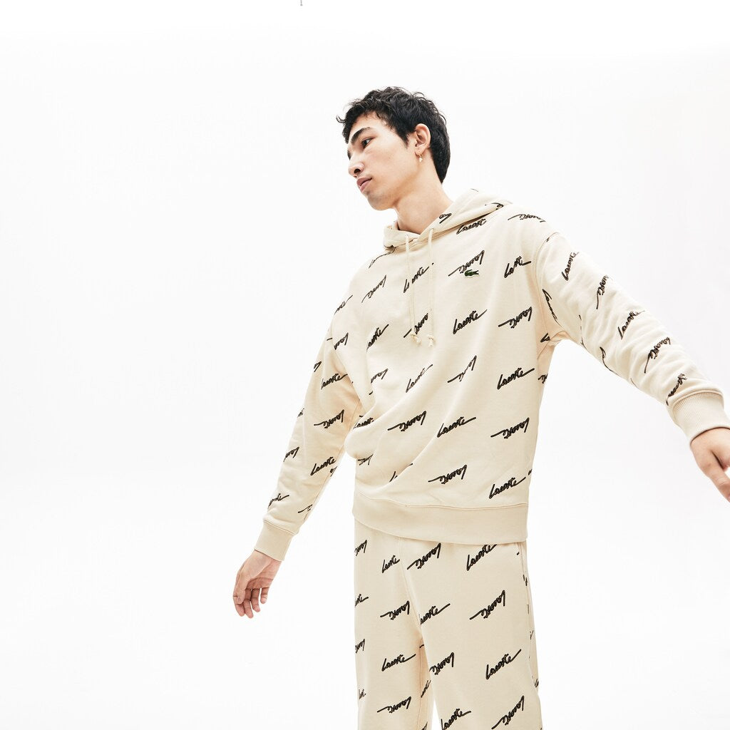 Men's LIVE Hooded Print Fleece Sweatshirt / Lacoste
