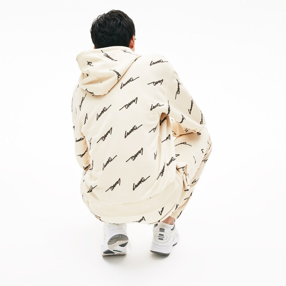 Men's LIVE Hooded Print Fleece Sweatshirt / Lacoste