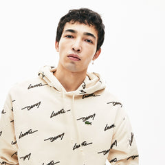 Men's LIVE Hooded Print Fleece Sweatshirt / Lacoste