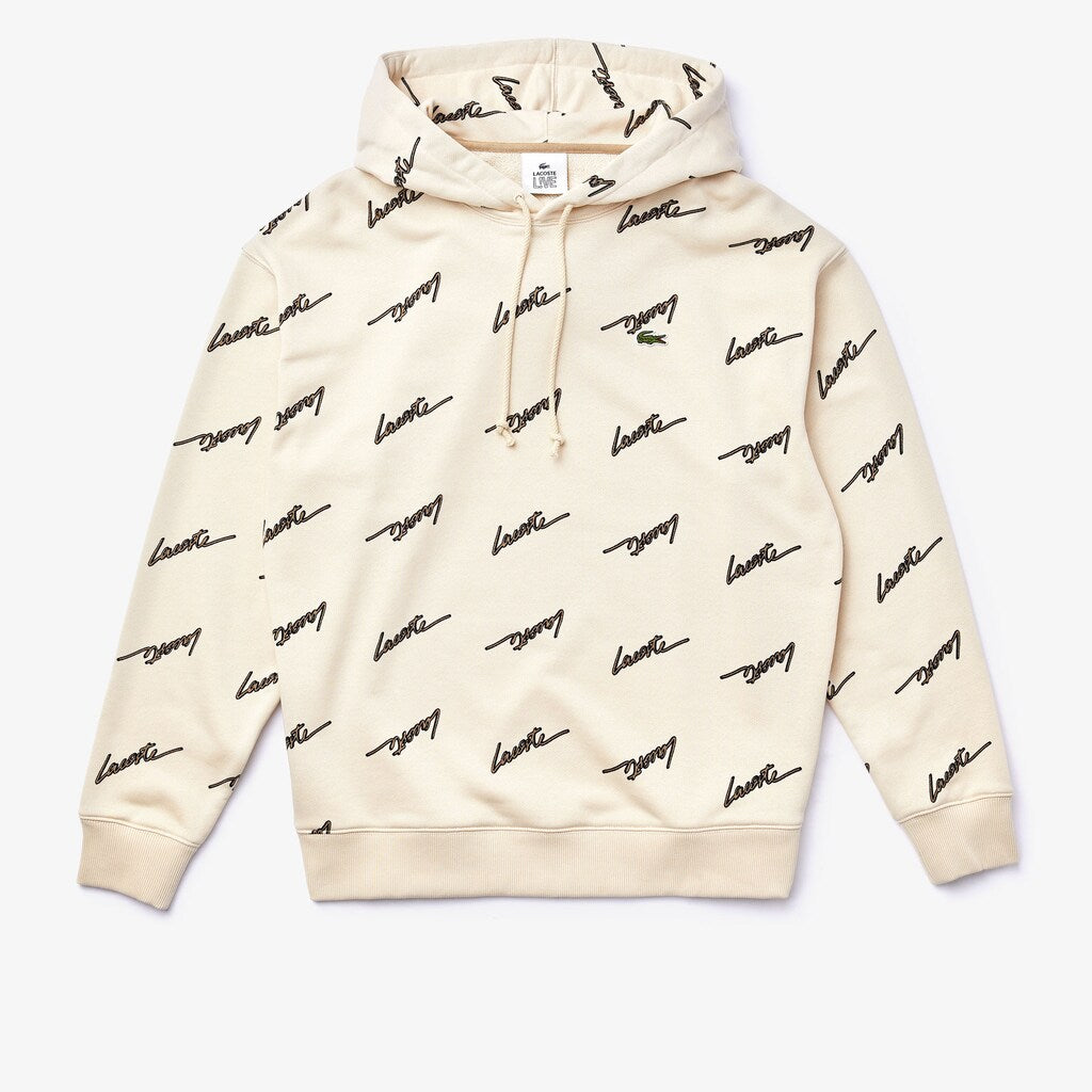 Men's LIVE Hooded Print Fleece Sweatshirt / Lacoste