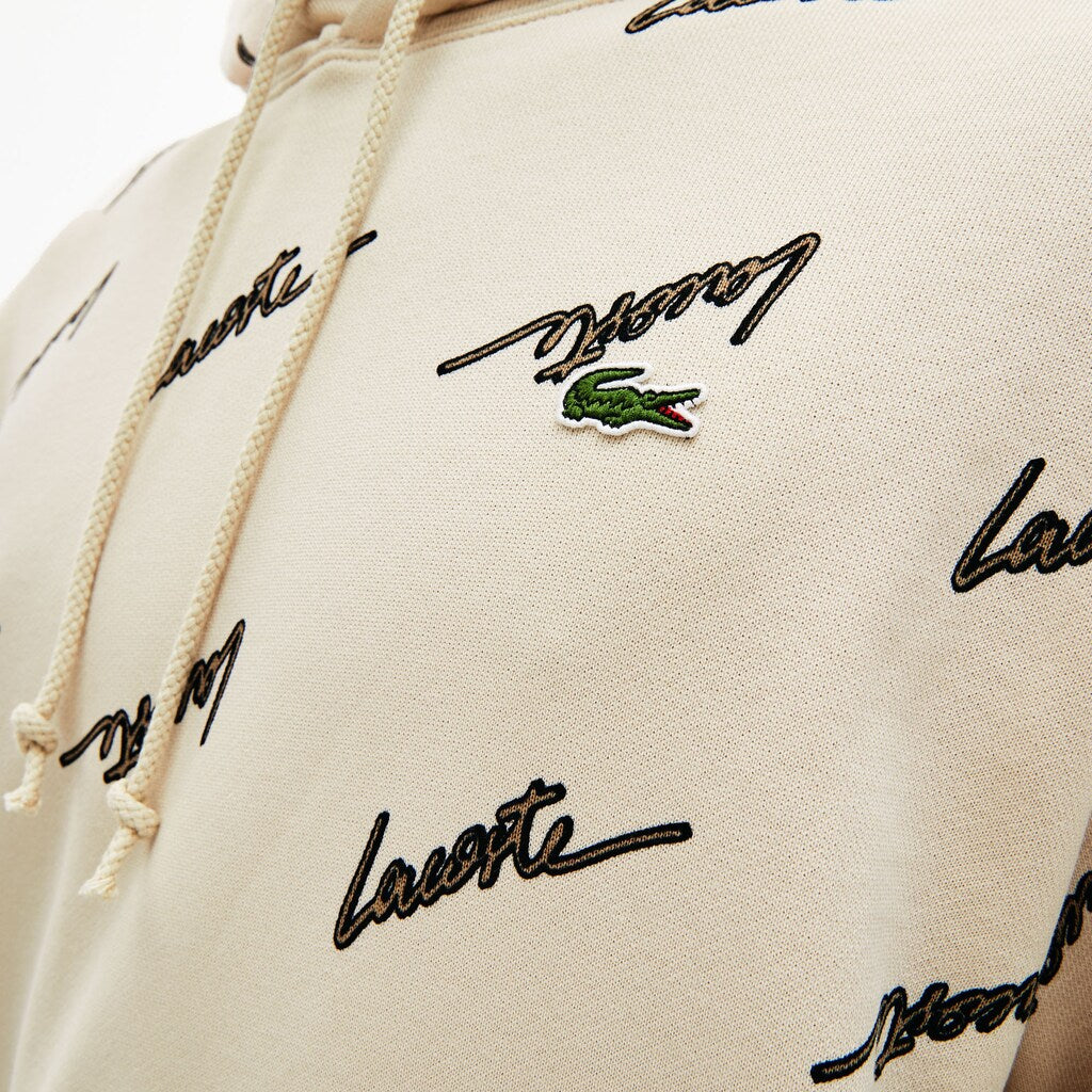 Men's LIVE Hooded Print Fleece Sweatshirt / Lacoste