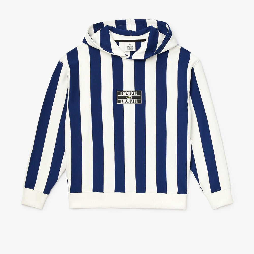 Men's LIVE Striped Fleece Hooded Sweatshirt / Lacoste