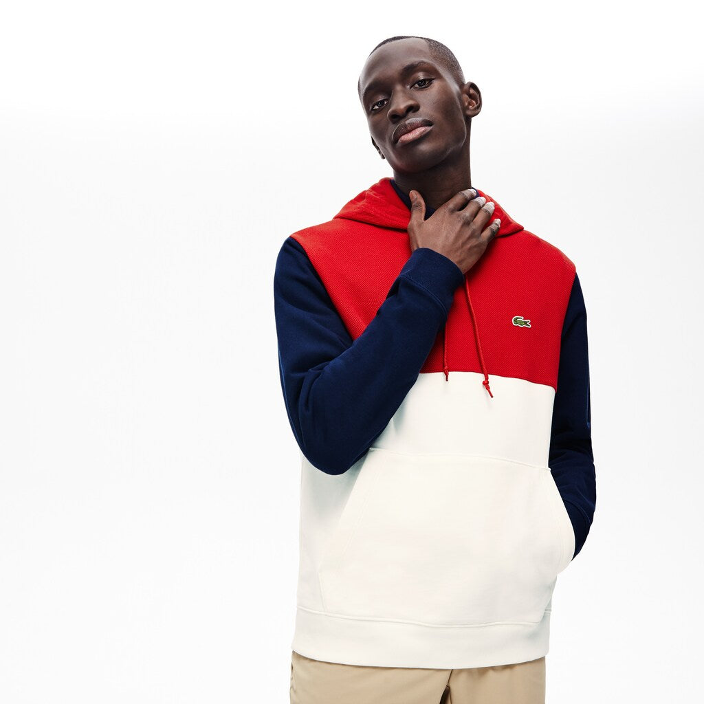Men's Cotton-Piqué and French Terry Colorblock Sweatshirt / Lacoste