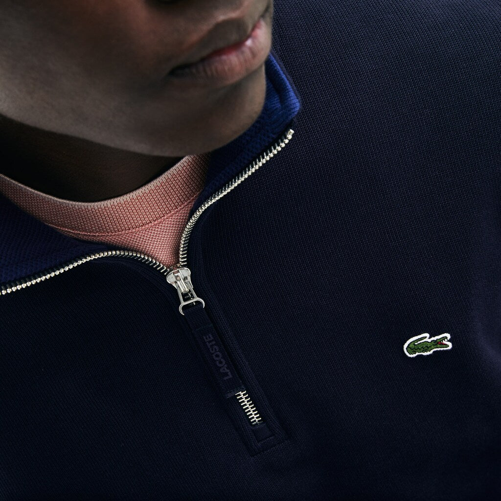 Men's Zip Stand-Up Collar Ribbed Sweatshirt / Lacoste