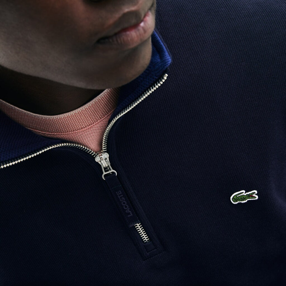 Men's Zip Stand-Up Collar Ribbed Sweatshirt / Lacoste