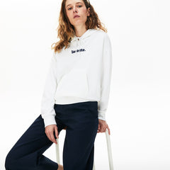 Women's Signature Wide Hooded Fleece Sweatshirt / Lacoste