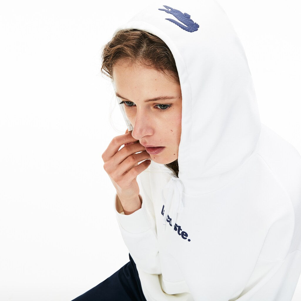 Women's Signature Wide Hooded Fleece Sweatshirt / Lacoste