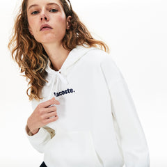Women's Signature Wide Hooded Fleece Sweatshirt / Lacoste