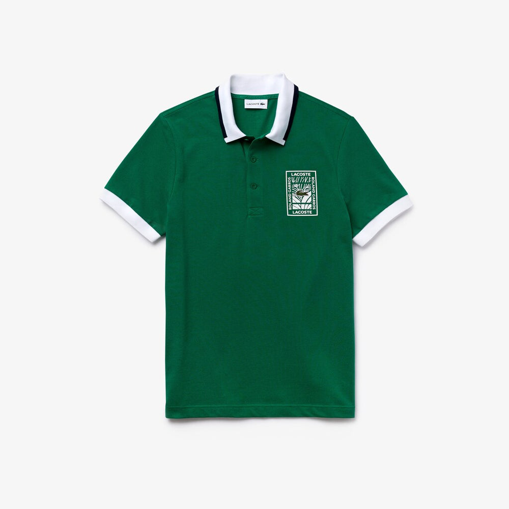 Men's SPORT Roland Garros Plant-Print Cotton Polo Shirt / Lacoste